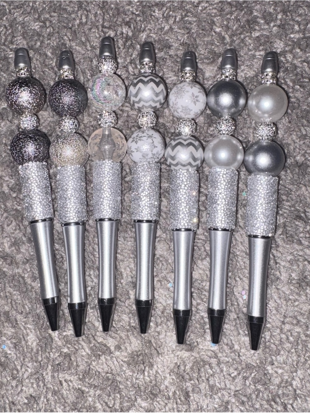 Silver Glitter Holiday pens  - Set of 7